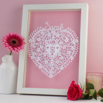 Personalised Family Tree Love Heart Hand Cut Paper Cut, 11 of 12