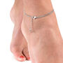 Sterling Silver Designer Double Chain Drop Anklet, thumbnail 3 of 5