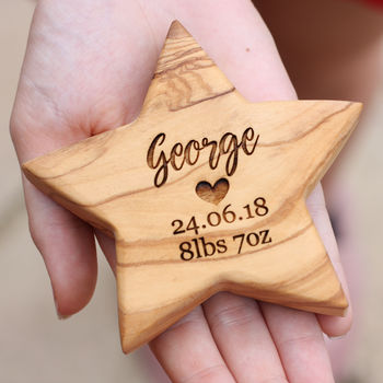 Personalised Olive Wood Birth Star, 2 of 8