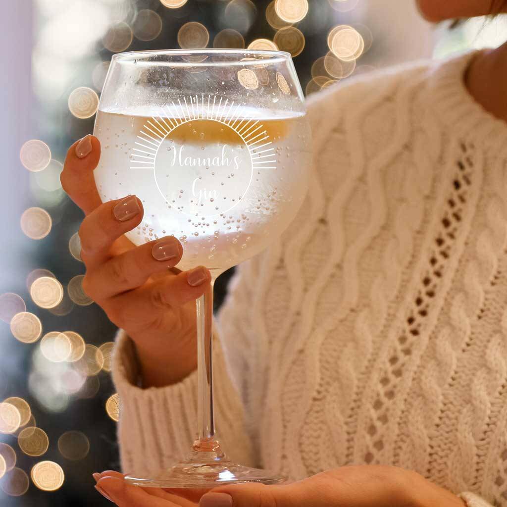 Two Personalised Art Deco Gin Glasses By Dibor