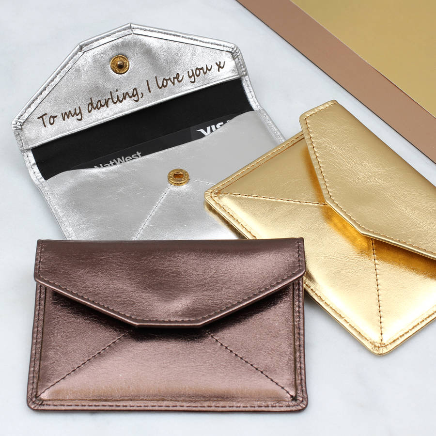 Personalised Leather Metallic Card Holder Or Coin Purse, 1 of 3