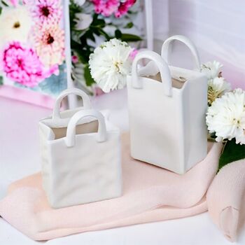 Luxury Mini Handbag Shape White Vase, 2 of 8