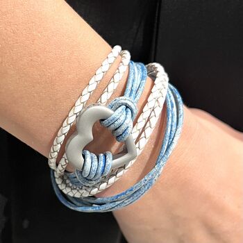 Silver, Blue And White Heart Memorial Cremation Urn Bracelet For Pet Or Human Ashes, 2 of 8