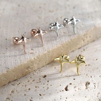 Sterling Silver Tiny Mermaid Screw Back Earrings, 5 of 11