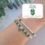 Sterling Silver May Emerald Personalised Heart Bracelet Set Of Two Stacking Bracelets: May Birthstone Stacking Jewellery, thumbnail 1 of 7