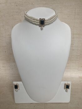 Black 18 K Gold Plated Pearl Indian Choker Set, 9 of 10