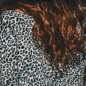 Sky Blue Leopard Print Viscose Kimono, 4 of 4