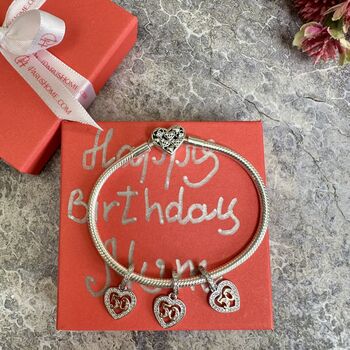 50th Birthday Charm Personalised Silver Bracelet Gift, 5 of 9