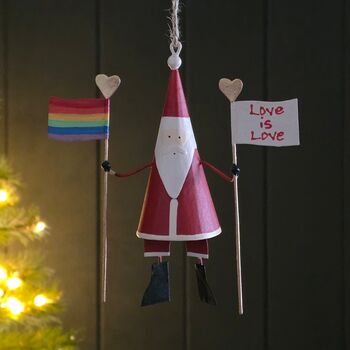 Love Is Love Pride Santa Hanging Christmas Decoration, 2 of 2