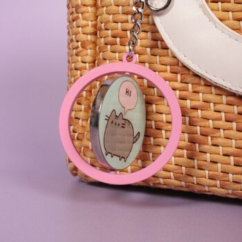 Pusheen The Cat Pink And Blue 'Hi , Bye' Spinning Keyring, 4 of 8