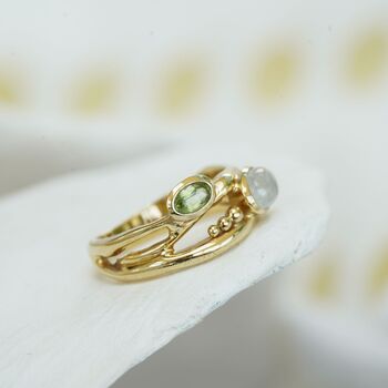 Peridot And Moonstone Gold Ring, 5 of 8