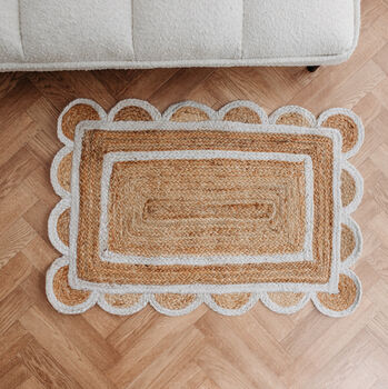 Scallop Jute Mat Rug In Pink, 4 of 6