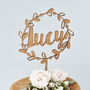 Personalised Floral Name Wooden Cake Topper, thumbnail 2 of 6