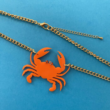 Orange Crab Acrylic Necklace, 2 of 4