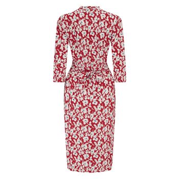 Mabel Long Sleeve Dress In Red Pansy Vintage 1940s Style, 2 of 3