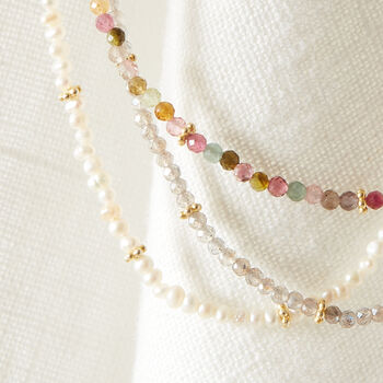 White Pearl Beaded Long Layering Necklace, 8 of 11