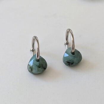 Emerald Teardrop May Birthstone Earrings, Silver, 2 of 5