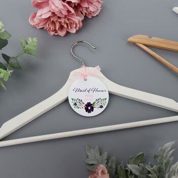 Personalised White Wedding Hanger Tag Purple, 5 of 7