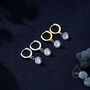 Dangle Cz Huggie Hoop Earrings In Sterling Silver, thumbnail 3 of 11