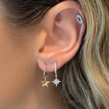 Cohan Star Sterling Silver Hoop Earrings, 7 of 8
