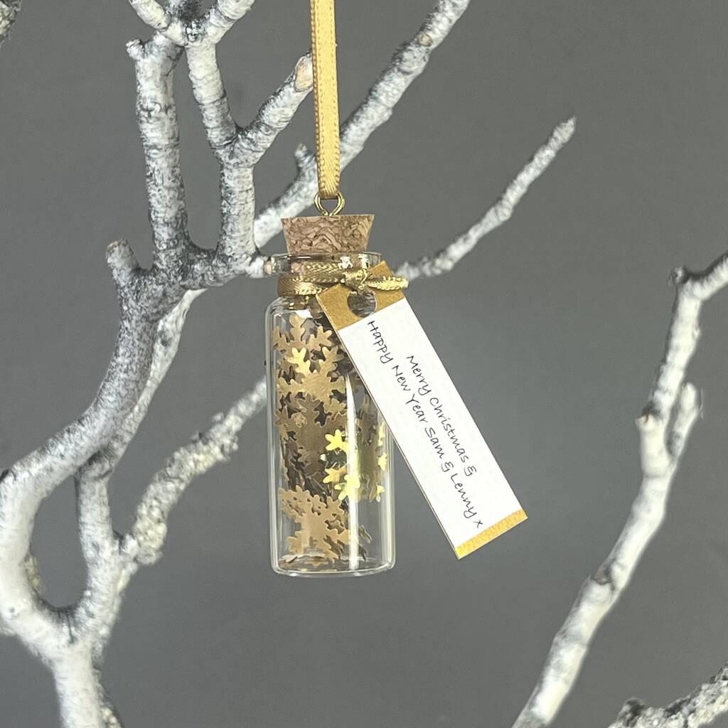 Tiny Gold Personalised Snowflakes Christmas Decoration, 1 of 12