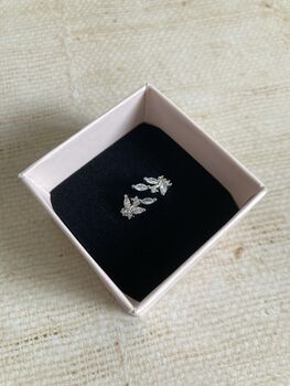 Silver Adjustable Dainty Leaf Ring, 3 of 5