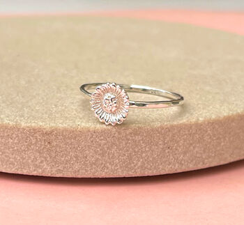 Sterling Silver Mini Sunflower Ring, 7 of 12