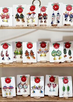 Hand Painted Brussel Sprout Face Bauble Earrings, 11 of 11