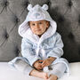 Personalised Blue Teddy Hooded Baby Dressing Gown, thumbnail 1 of 7