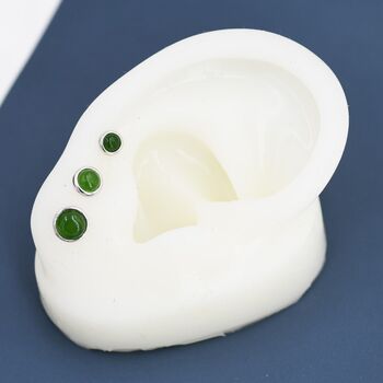 Sterling Silver Natural Jade Stud Earrings, 3 of 12