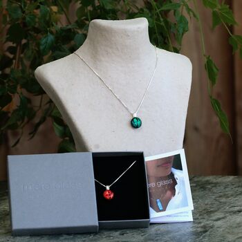 Red Dichroic Glass Pendant Necklace, 11 of 12