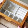 Personalised Birth Flower Glass Top Wood Jewellery Box, thumbnail 1 of 12
