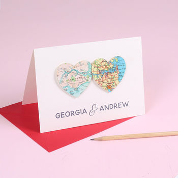 Personalised Map Hearts Valentines Card, 7 of 8
