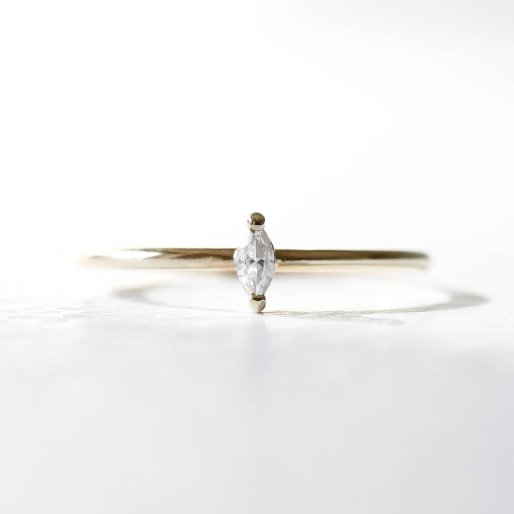 Moissanite Marquise Ring Silver/Gold Vermeil, 1 of 6