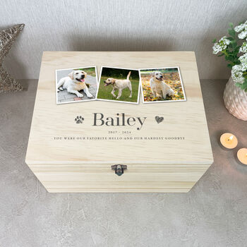 Personalised Three Photo Pet Memorial Keepsake Box, 4 of 12