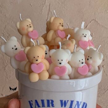 Five Bear With Heart Cake Topper Candles, 7 of 11