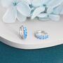 Princess Cut Aquamarine Blue Cz Huggie Hoop Earrings, thumbnail 3 of 10
