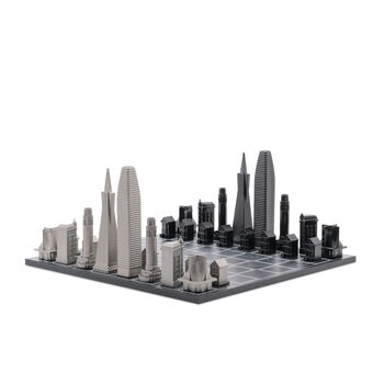 Stainless Steel Skyline Chess Set – San Fran Edition, 2 of 5