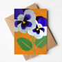Marina Winter Pansy Flower Greeting Card, Illustrated, Blue And Orange, Blank Inside, Textured Sustainable, thumbnail 1 of 2