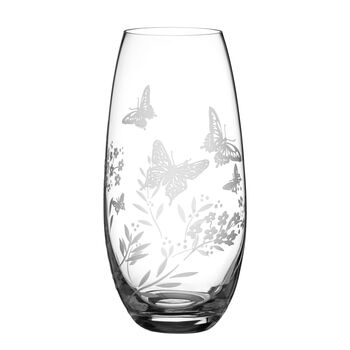 Butterfly Floral Barrel Crystal Glass Vase, 2 of 3