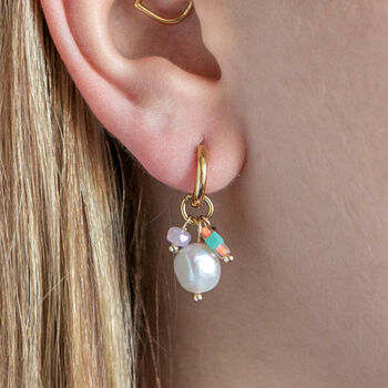 Pastel Pearl Charm Hoop Earring, 2 of 7