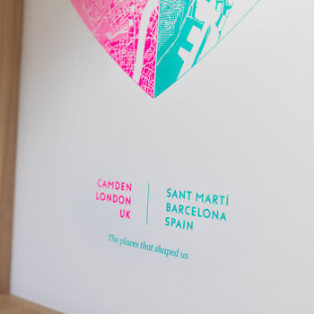 Two Location Risograph Heart Map Print, 2 of 7
