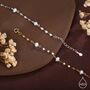 Pearl Beaded Bracelet With Sparkly Disk Chain In Sterling Silver, thumbnail 5 of 11