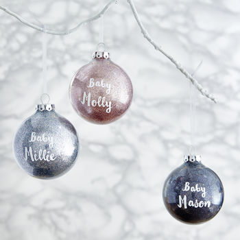 Baby's First Christmas Personalised Glitter Bauble, 3 of 4