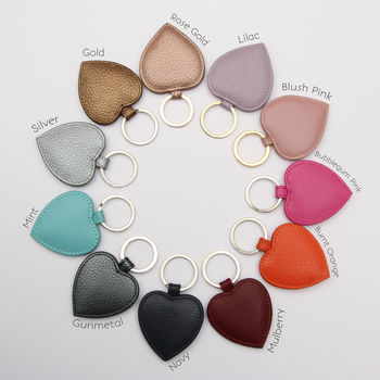 Personalised Textured Leather Heart Charm Keyring, 2 of 10