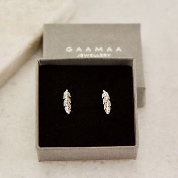 Sterling Silver Feather Stud Earrings, 3 of 8