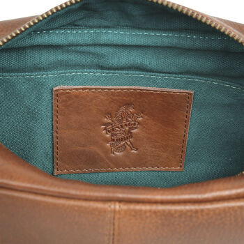 'Stanley' Men's Leather Wash Bag In Cognac, 7 of 8