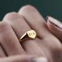 Personalised Handstamped Heart Signet Ring With Diamond, thumbnail 5 of 12
