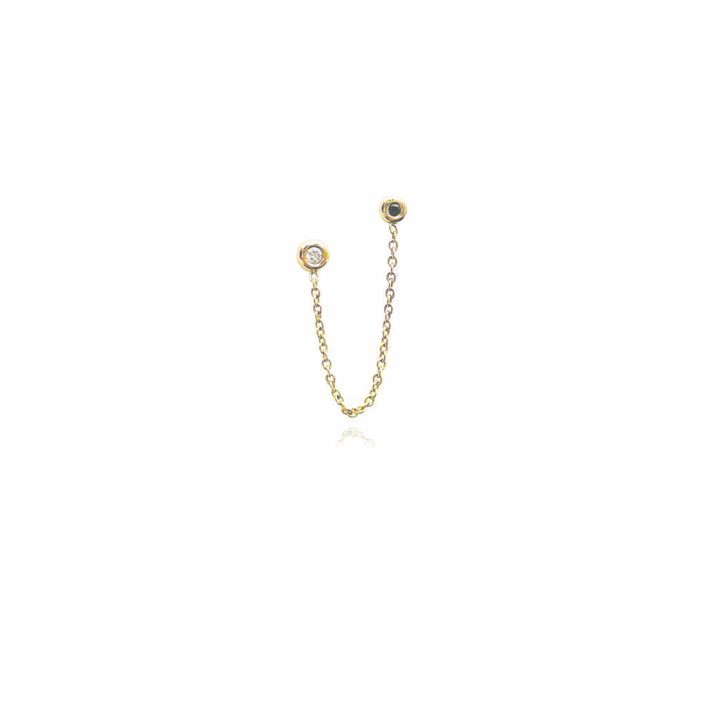 9ct Gold Double Diamond And Chain Link Single Stud, 1 of 5