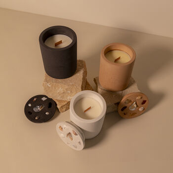 Perla Luna, Charcoal Stone Candle, Amber And Lavender, 6 of 7